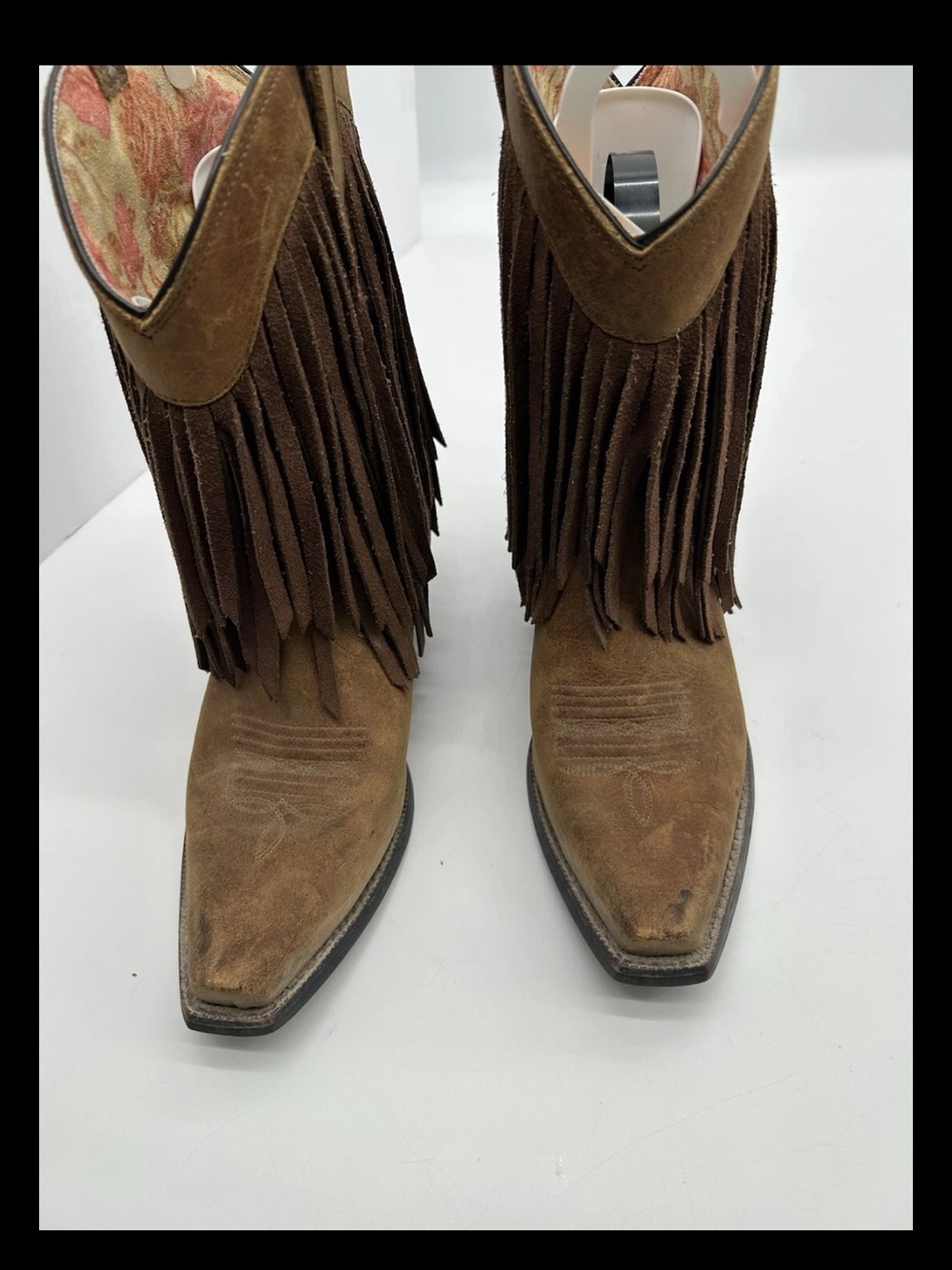 Ariat Gold Rush Brown Suede Fringe Western Boots size 7.5 - Picture 2 of 8